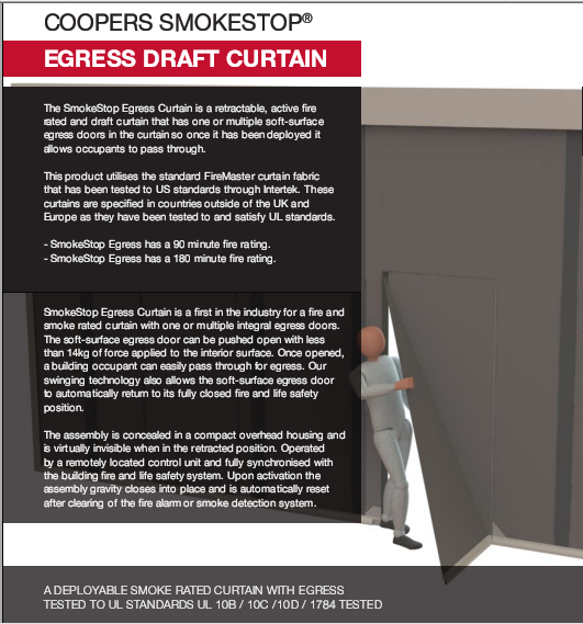 Fire curtains and escape routes